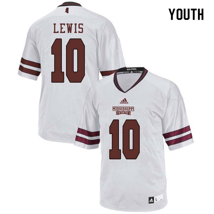 Youth #10 Leo Lewis Mississippi State Bulldogs College Football Jerseys Sale-White - Click Image to Close